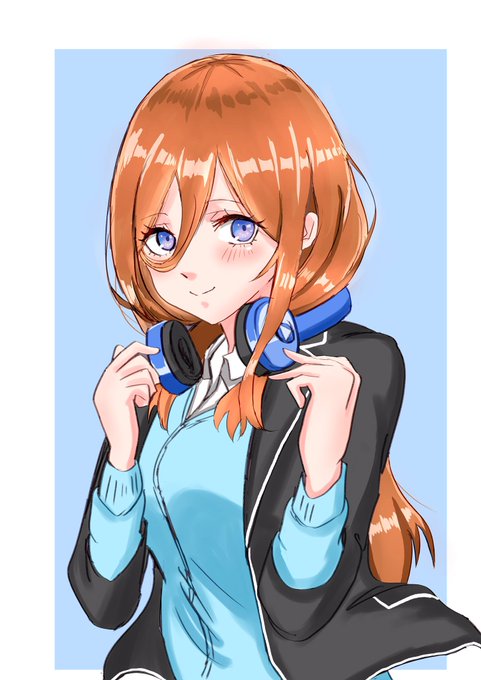 かきあげさんがTwitterに投稿した中野三玖(五等分の花嫁)のイラスト。