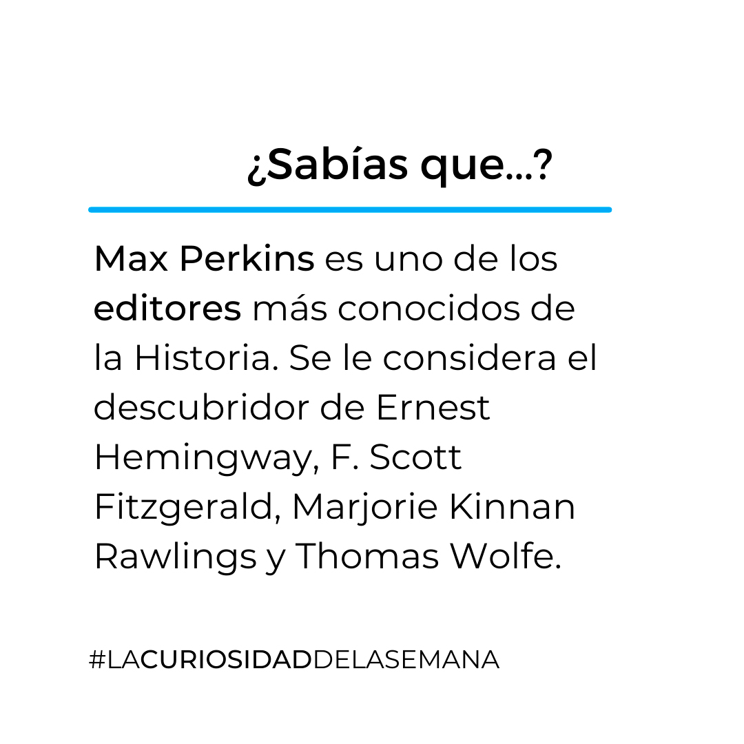 escuelacursiva's tweet photo. ¿Sabías que Max Perkins pasará a la historia por ser el #editor de algunos de los mayores novelistas estadounidenses del siglo XX, entre ellos Ernest Hemingway, F. Scott Fitzgerald y Thomas Wolfe?
#MaxPerkins #sectoreditorial #libros #leer #lecturas #quéleer https://t.co/7ECR3cd6OM