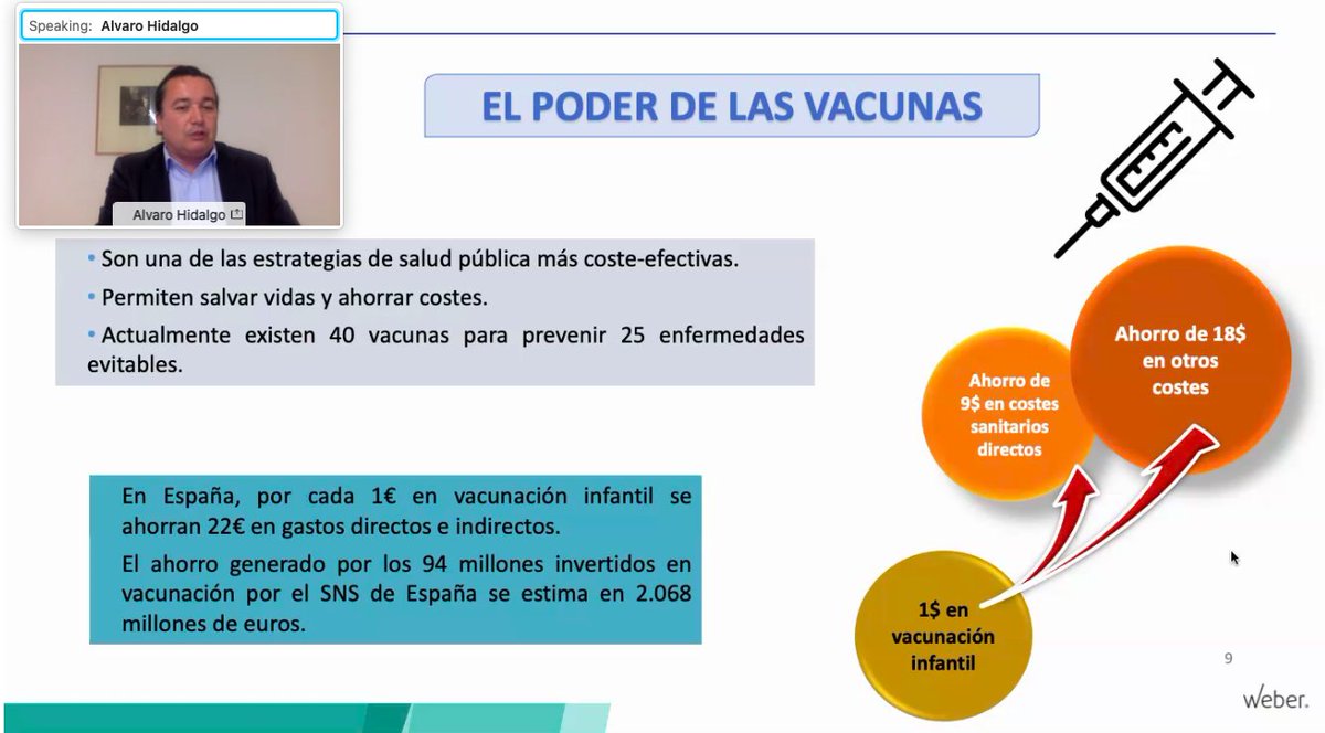 💬 “La crisis de la Covid-19 ha puesto en relieve el poder de las vacunas, una de las estrategias de salud pública más coste-efectivas de la historia“

🎙️ <a href="/alhive1970/">Alvaro Hidalgo Vega</a>, de <a href="/fundacionweber/">@fundacionweber</a>, en directo en la presentación de #ValorDelMedicamento: farmaindustriaeventos.webex.com/farmaindustria…