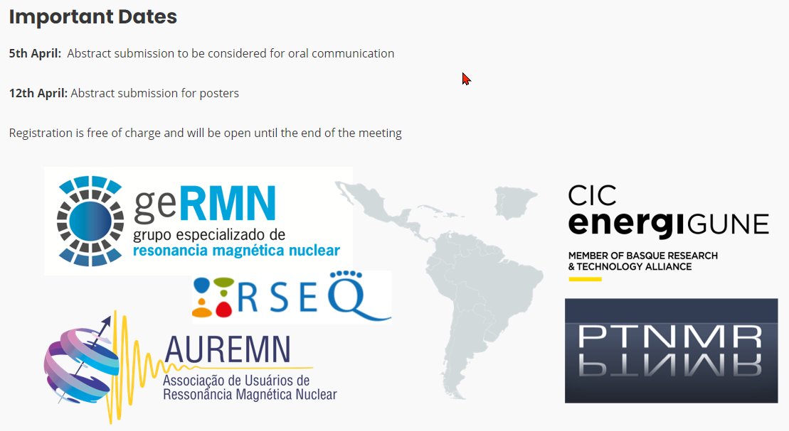 germn_rseq's tweet photo. The 9th Ibero-American NMR meeting joint with the 10th GERMN biennial NMR meeting and the 7th Iberian NMR meeting will be held from the 26 to 29 April 2021.
More info: https://t.co/PswS2h87wA https://t.co/LkgysVOii9