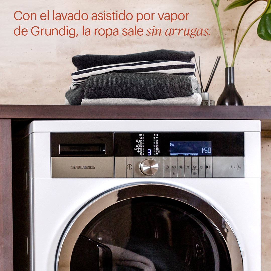 GrundigES's tweet photo. ¡Ahorrar tiempo y energía consiguiendo el mejor resultado para tus prendas es posible! ¿Todavía no conoces la función asistida por vapor de las lavasecadoras Grundig?

#ConfiaEnGrundig #TodoEmpiezaEnCasa #Lavadoras #PetTube #MedioAmbiente https://t.co/6qIWjeErwt