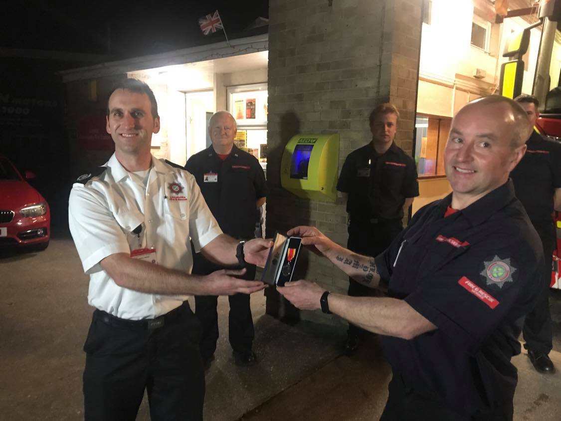 Congratulations to fire fighter Steve Edwards on receiving his long service as good conduct medal last night at Caistor fire station.