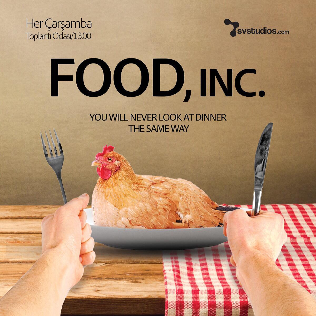 Endüstriyel gıdaların ne şartlarda üretildiğini ve mutfaklarımıza girdiğini, çarpıcı ve şok edici bir şekilde gözler önüne seren, 82. Akademi Ödülleri’nde en iyi belgesel film adayı olan “Food, Inc.” belgeselini izliyoruz. 
Toplantı odasında bugünün gösterimi: Food, Inc.
🕐13.00