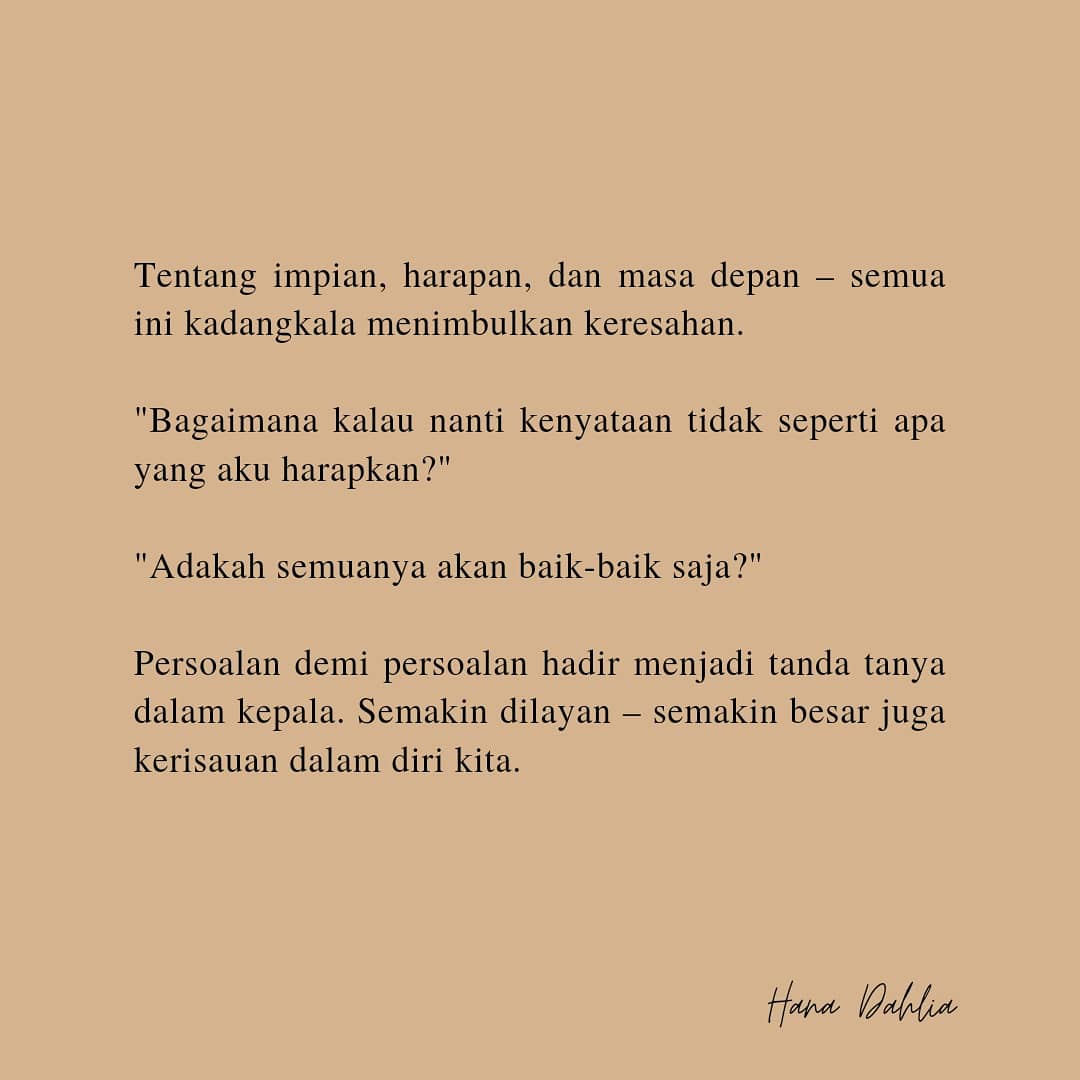 hanadahlia_'s tweet photo. "Overthinking"

Sekeras apa pun kita berfikir, masa depan akan tetap menjadi rahsia Allah, Tuhan yang mengatur takdir. 

Maka berhentilah berteka-teki dengan diri sendiri. Berhenti berfikir tentang hal-hal yang tidak dapat kita kawal. https://t.co/lnyJa2JoYM