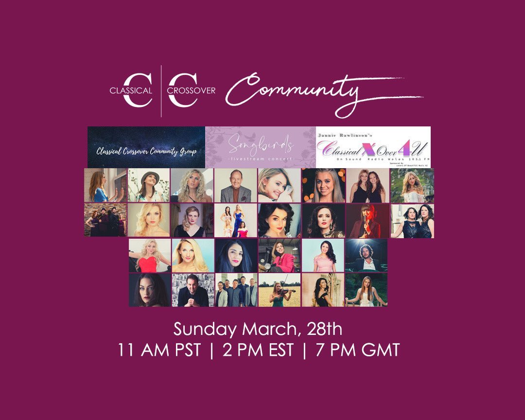 JannieBroadcast's tweet photo. Heyyyyy this Sunday we have our biggest #Collaboration #Concert hope you can join us it’s going to be AWESOME!!! @ClassCrossMag @trebor4128 #ClassicalCrossoverCommunity @WarwickandYoung https://t.co/mBczK3UOHr