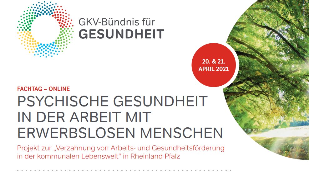 LPKRLP's tweet photo. Online-Fachtag von @LPKRLP und #LZG am 20. & 21. April ab 9:30 Uhr: "Psychische Gesundheit in der Arbeit mit erwerbslosen Menschen". @ubestle wird Grußwort sprechen und Fachvortrag halten. Wir freuen uns außerdem auf das Grußwort von @Sabine_Baetzing! https://t.co/3CW9YqGrHM https://t.co/1cWlgJ7lOo