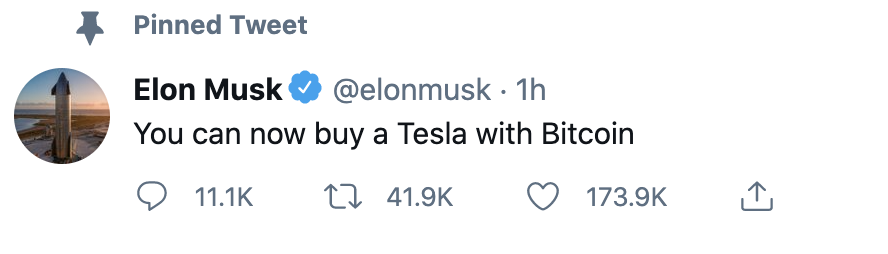 CoinMarketCap's tweet photo. What do you think about the recent update from @ElonMusk? Does this make you more bullish / bearish about Bitcoin? 

Stay up to date with the live price here - https://t.co/wsVD5iVTLB

#Crypto #Cryptocurrency #Bitcoin $BTC #BTC https://t.co/ORQSCZsBir