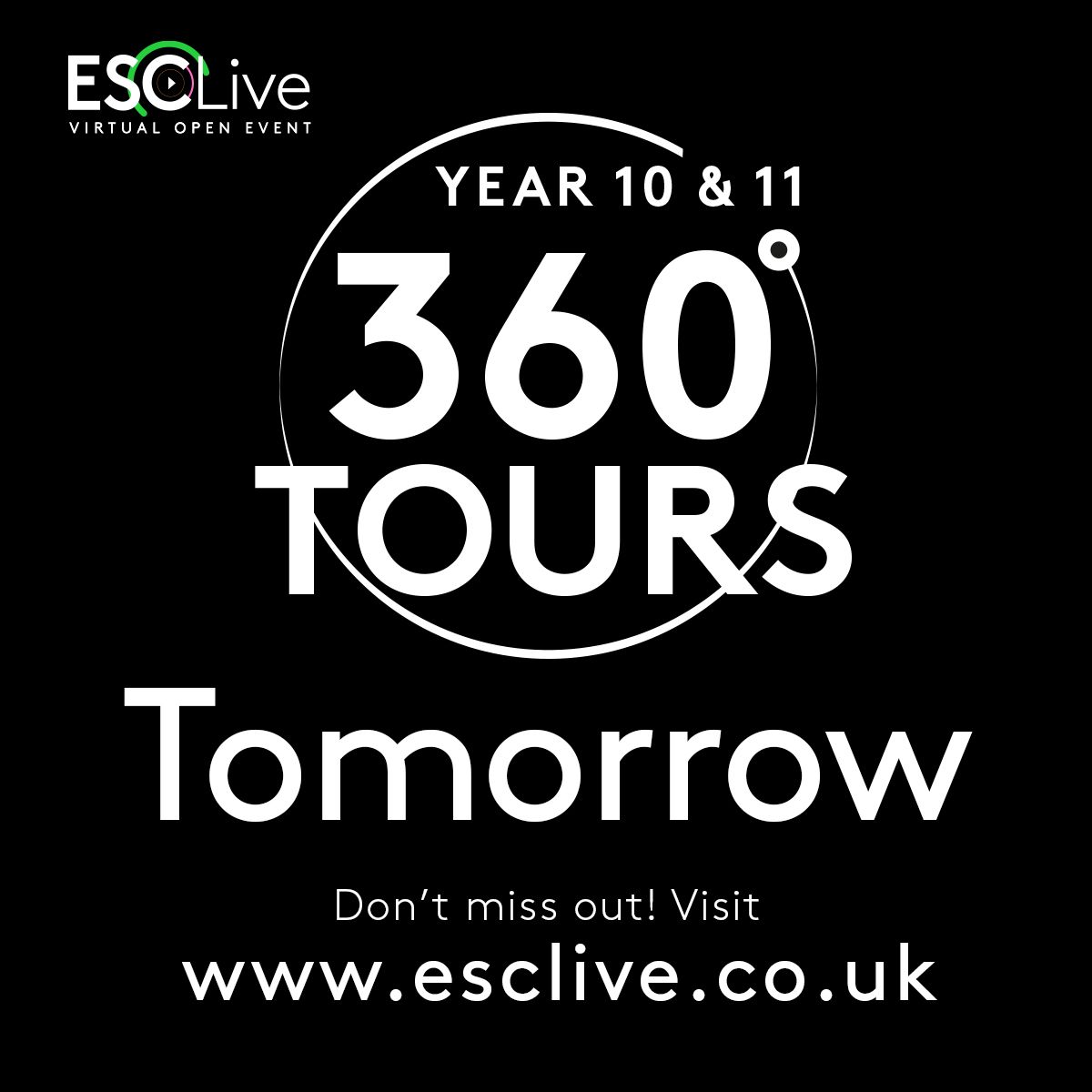 WeAreESCG's tweet photo. Get ready for our Year 10 and Year 11 Virtual Open Event!
#JoinOurEdYOUcation https://t.co/uQw6sSj1km