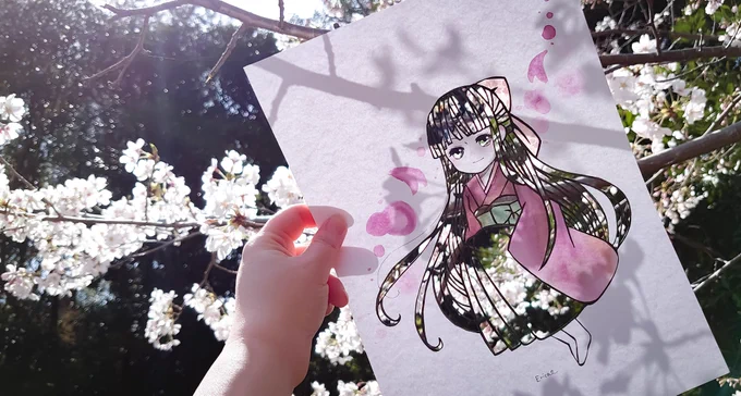 『桜に染まる切り絵達』 
