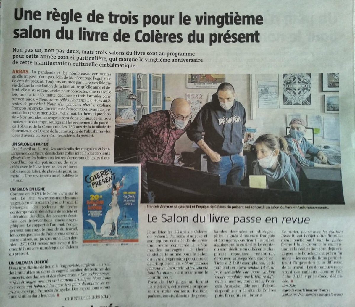 ColRsdupresent's tweet photo. Colères du Présent dans la Voix du Nord #salondulivre #expressionpopulaire #critiquesociale https://t.co/FxJdU9cEiF
