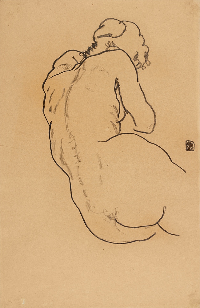 AshmoleanMuseum's tweet photo. 'Female Nude' by Austrian artist Egon Schiele is one of our more recent acquisitions at the Ashmolean. A black chalk drawing on cream wove paper, it dates back to 1918 - the year that the artist died at the age of 28 in the Spanish flu pandemic. https://t.co/XY3vlgt3jI