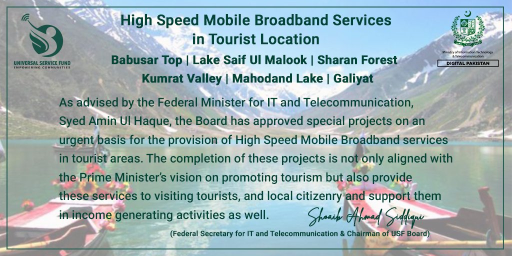 USF_Pak's tweet photo. @SyedAminulHaque @MoitOfficial @PakPMO @sayedzbukhari
#broadband4all #empoweringcommunities #empoweringPakistan #digtalpakistan #tourismPakistan #Babusartop #LakeSaifUlMalook #Galiyat #SharanForest #KumratValley #MahodandLake #Swat https://t.co/hDC4QX2V5E