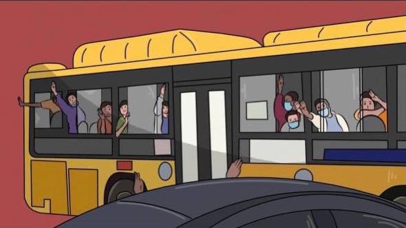 SuuMrat's tweet photo. Detained students showing three fingers salute in the air as they were going back home. Their revolutionary spirit is still there. Welcome back comrades! 
SILENCE REVOLUTION 
#WhatsHappeningInMyanmar
#Mar24SilenceStrike https://t.co/rRnSUAaQMo