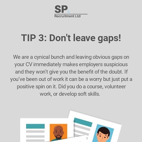 SP_Recruit's tweet photo. TIP 3... 
#sprtips #cvtips #cv #resumetips #resume #jobsearch #application #recruitment #cvhelp #cvwriting #cvbuilder #cvadvice #cvformat #cvdesign #jobs #jobseeker https://t.co/ub0fgp5v13