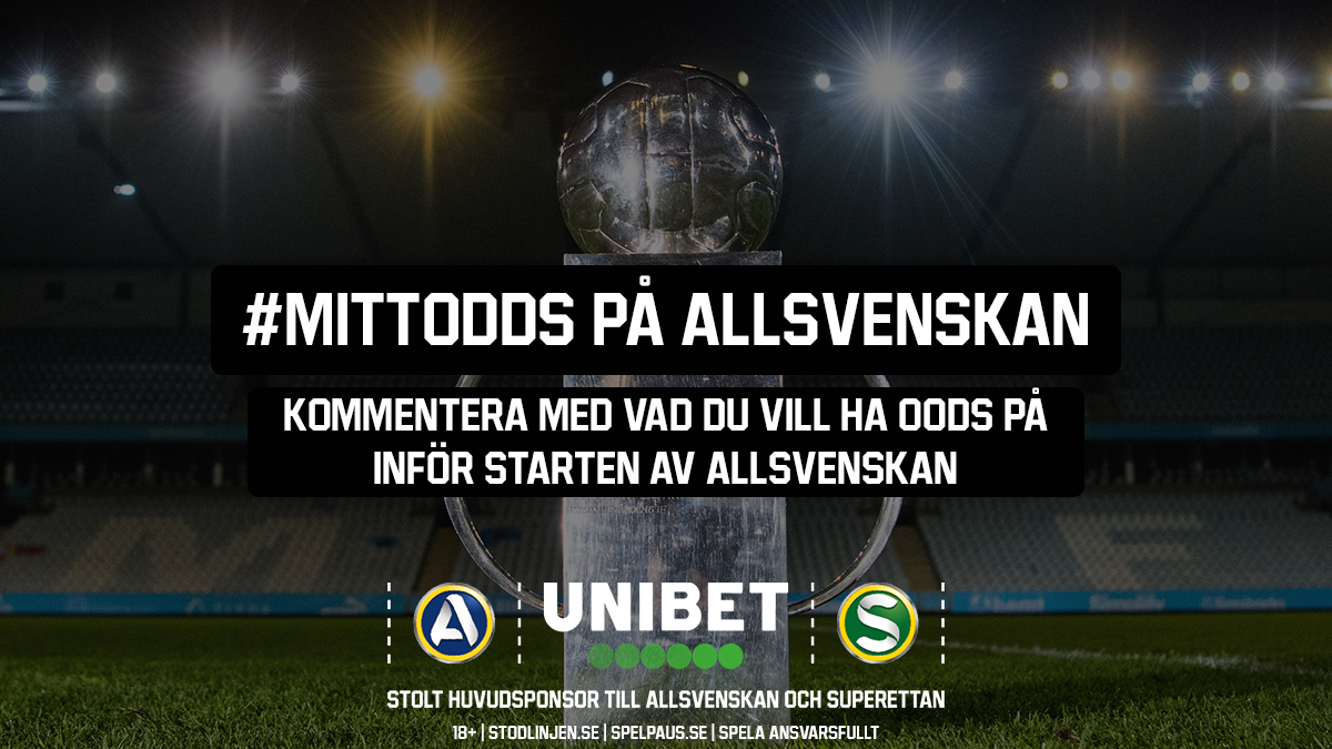 Unibet_Sverige's tweet photo. Snart börjar Allsvenskan! Kommentera med vilka säsongsspel du önskar inför starten, så ska vi göra vad vi kan för att få upp dem på sajt 👍 #MittOdds https://t.co/Qdi3ZWuHi1