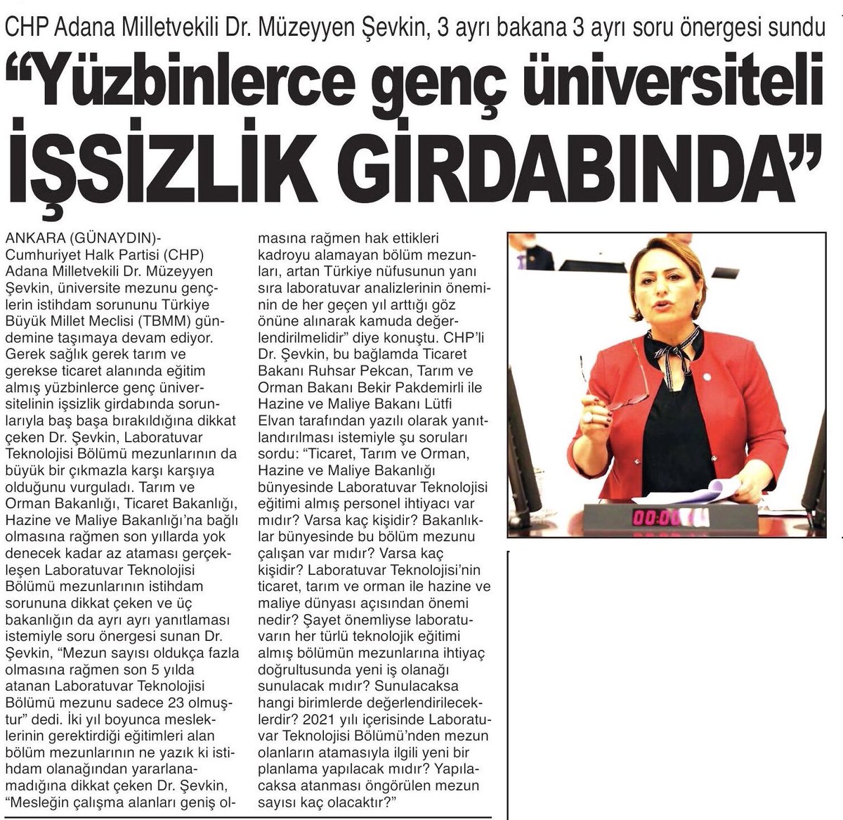 GÜNAYDIN...
Yüzbinlerce genç üniversite mezunu işsiz, hükümet duyarsız!
Çalışmamıza yer veren tüm basın kuruluşlarına teşekkür ederim.