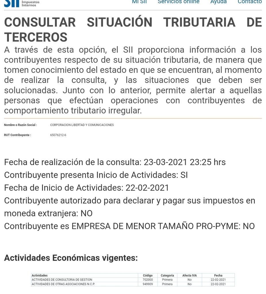 andres20ad's tweet photo. ¿Cómo es posible que una empresa que se crea el 22 de febrero, que tiene apenas 28 días de existencia, pueda celebrar un contrato con el gobierno de 25 millones de pesos?
Esto es CORRUPCIÓN. Así el gobierno paga favores a los traidores del pueblo como Javiera Parada https://t.co/78s1iGZSBO