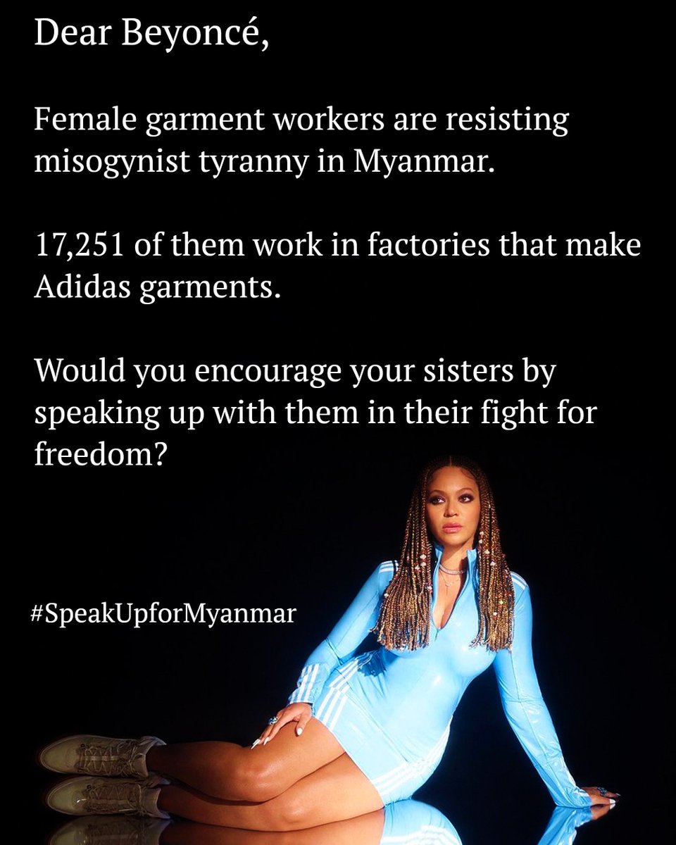 randallbreanna's tweet photo. Myanmar @adidas lovers, we need your voices! Ask Adidas to #speakupforMyanmar!

Did you know that #adidas employs over 17,000 women in Myanmar? 

Consider this: after the Mar14 massacre in Hlaingtharyar, they didn't issue public comment. 
They can do better! Let's apply pressure. https://t.co/bZCW4s5mYX