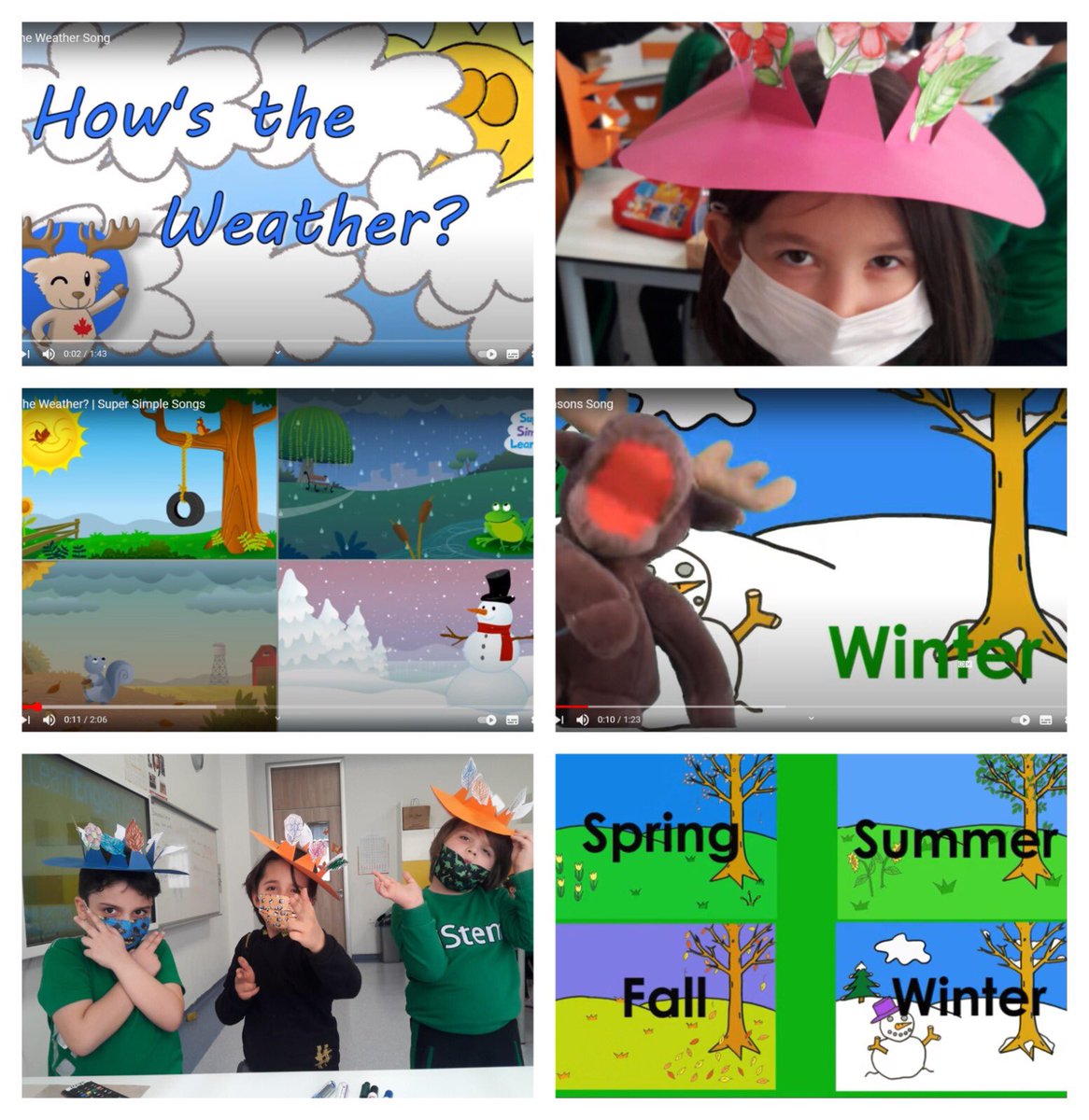 iStemKoleji's tweet photo. ♦️First graders learn how to talk about weather conditions and clothes♦️
🌟Birinci sınıflar hava durumları ve kıyafetler hakkında konuşmayı öğreniyorlar🌟
#1stGraders
#EnglishLanguage
#Weather
#RainyCloudySnowy
#Seasons
#SpringSummer
#FallWinter
#SpringHat
#Howistheweather? https://t.co/WaQVfAASvI