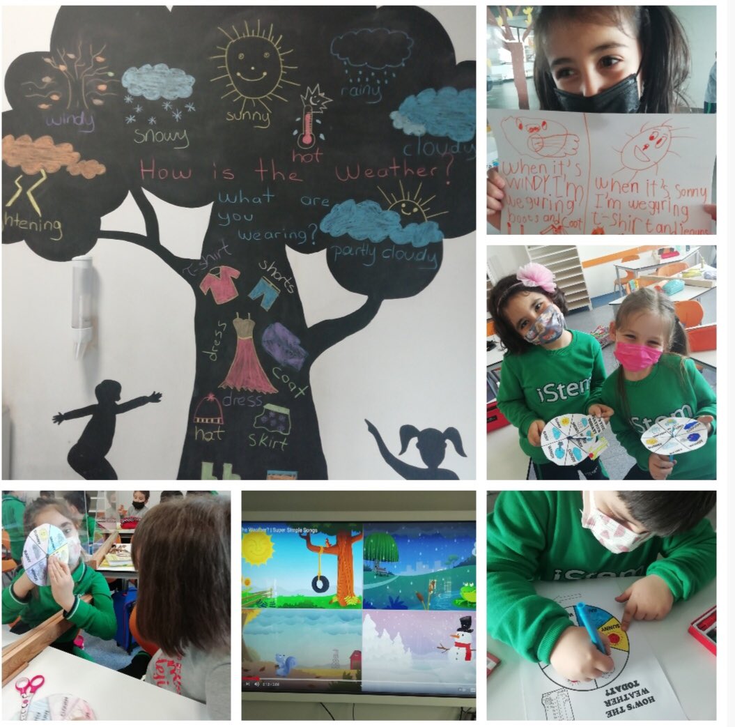 iStemKoleji's tweet photo. ♦️First graders learn how to talk about weather conditions and clothes♦️
🌟Birinci sınıflar hava durumları ve kıyafetler hakkında konuşmayı öğreniyorlar🌟
#1stGraders
#EnglishLanguage
#Weather
#RainyCloudySnowy
#Seasons
#SpringSummer
#FallWinter
#SpringHat
#Howistheweather? https://t.co/WaQVfAASvI