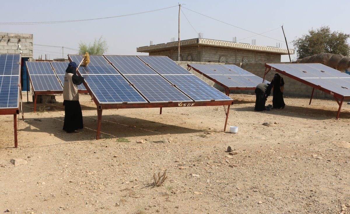 trtworld's tweet photo. In pictures: Ten trailblazing women in conservative Yemen bring electricity to their villages, illuminating lives with a micro-grid solar business they hope to expand across their war-torn region💡☀️ https://t.co/Osk5QFEZFx