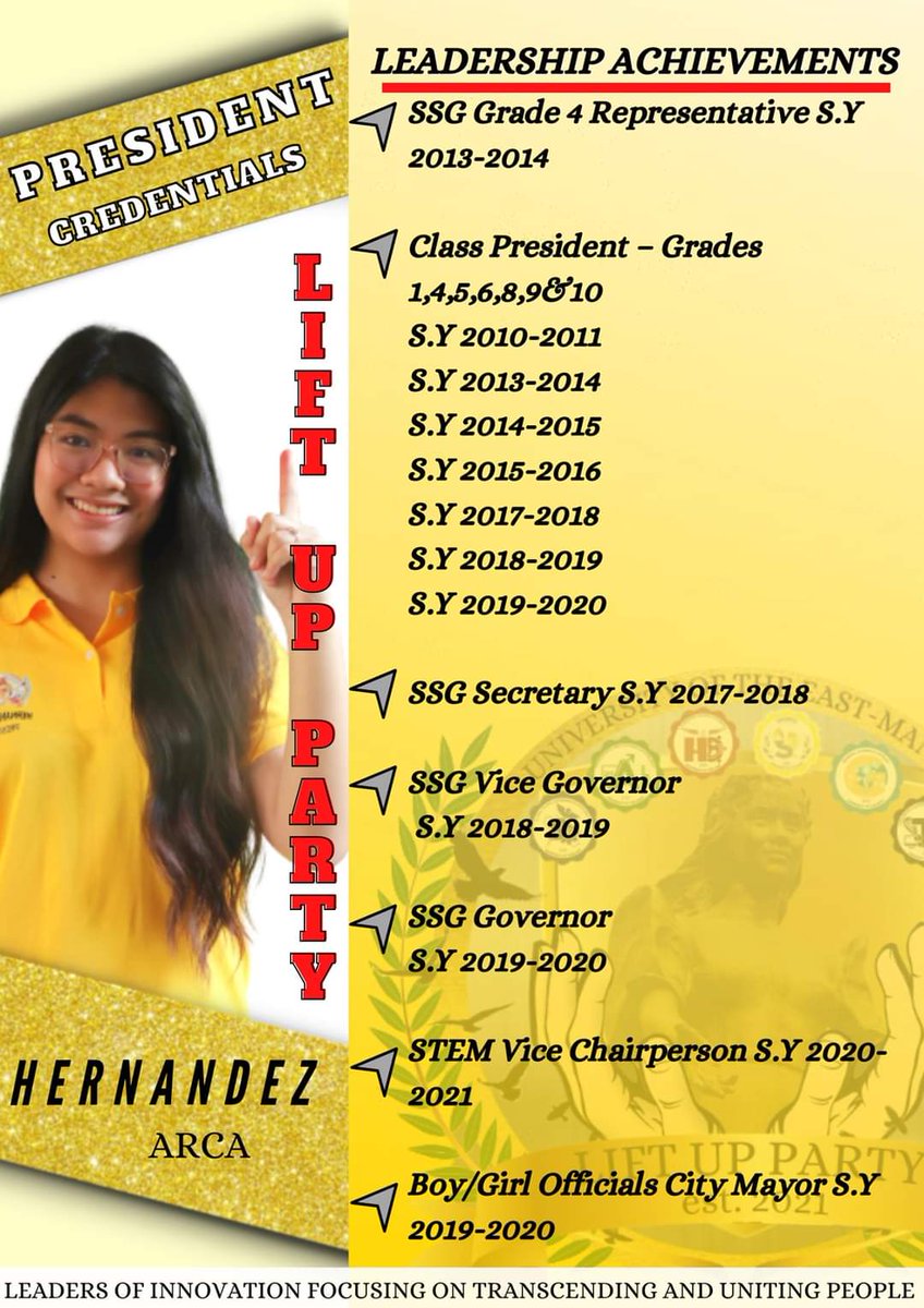 LiftupParty's tweet photo. Phoemela Arca Hernandez for President and here is her credentials!

#PHOEMELAparaPRESIDENTE
#PHOEMELA1AngInyongKailangan
#PHOEMELA2KayoPriorityNito
#PHOEMELA3DiringginAngStudentry
#LiftUpParaSaHinaharap
#SaLiftUpLahatAangat https://t.co/da2hAigpd6