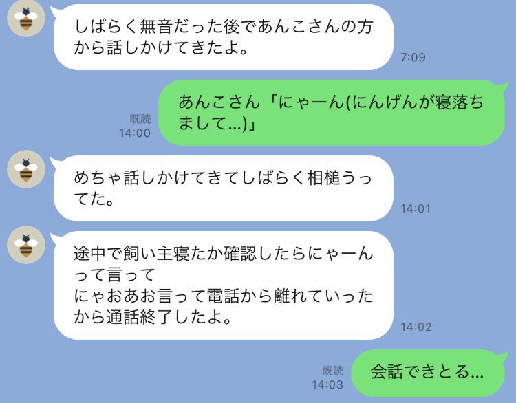 友人との通話中に飼い主が寝落ちしたので代わりに電話対応をする完璧な黒猫さん 寝た にゃーん Togetter