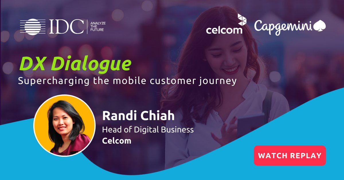 CapgeminiAPAC's tweet photo. What makes for a successful #DigitalTransformation? Randi Chiah, Head of Digital Business at @Celcom explains in conversation with Sumit Nurpuri, Chief Operating Officer at Capgemini SEA and Hong Kong at the #IDCDXSummit: https://t.co/JAbLOSkzql #IDCDXa #IDCDxAwards @IDCAP https://t.co/NM3Elhv3m9