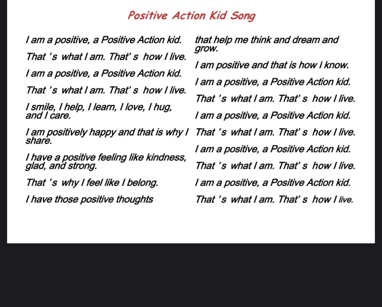 Action Song Lyrics