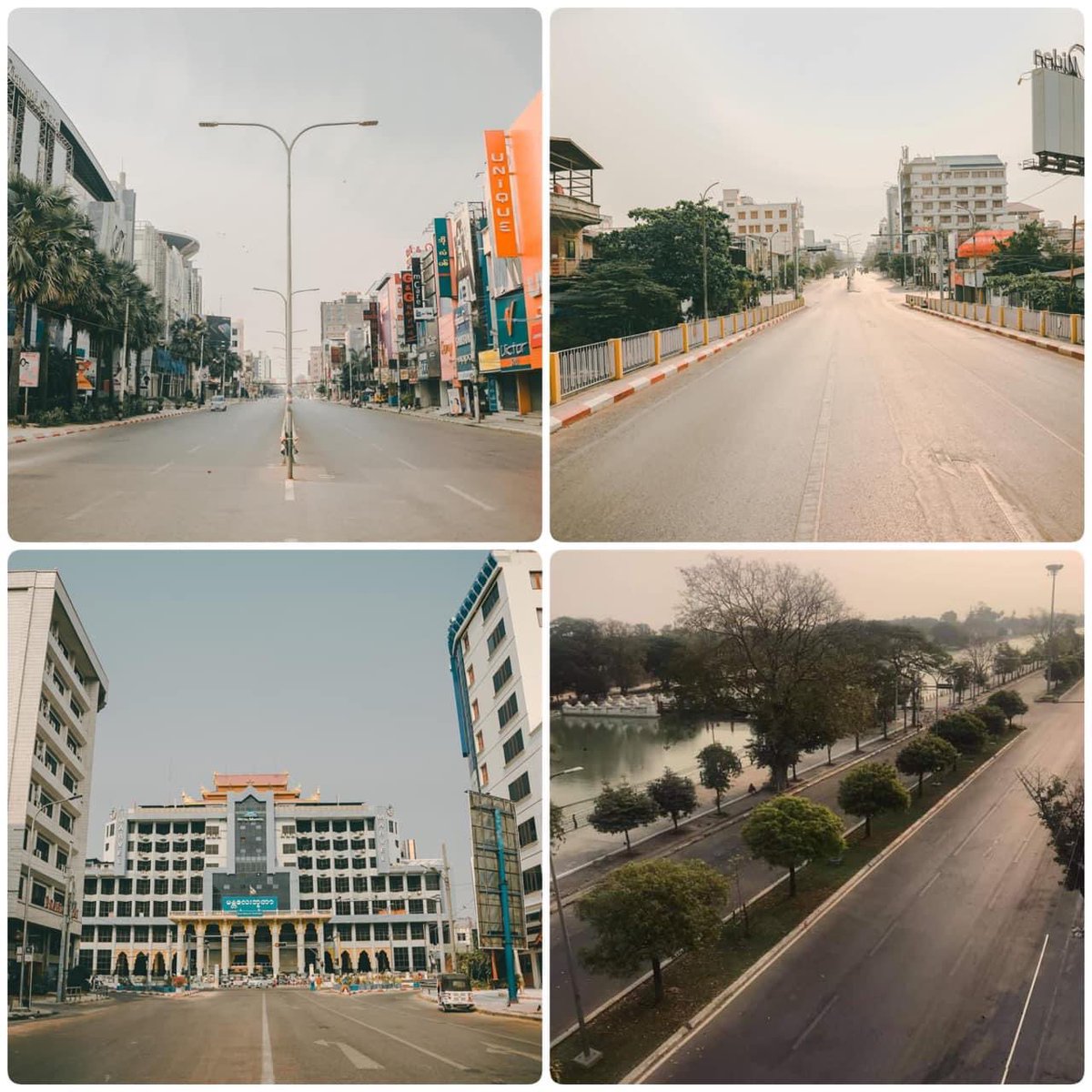 NaingOK2's tweet photo. Mandalay: Second largest cities in Myanmar used to be always noisy with motorbikes sound is now in complete silence. Silence is the loudest war cry from us. #WhatsHappeningInMyanmar #Mar24SilenceStrike https://t.co/ABCE5jYBUg