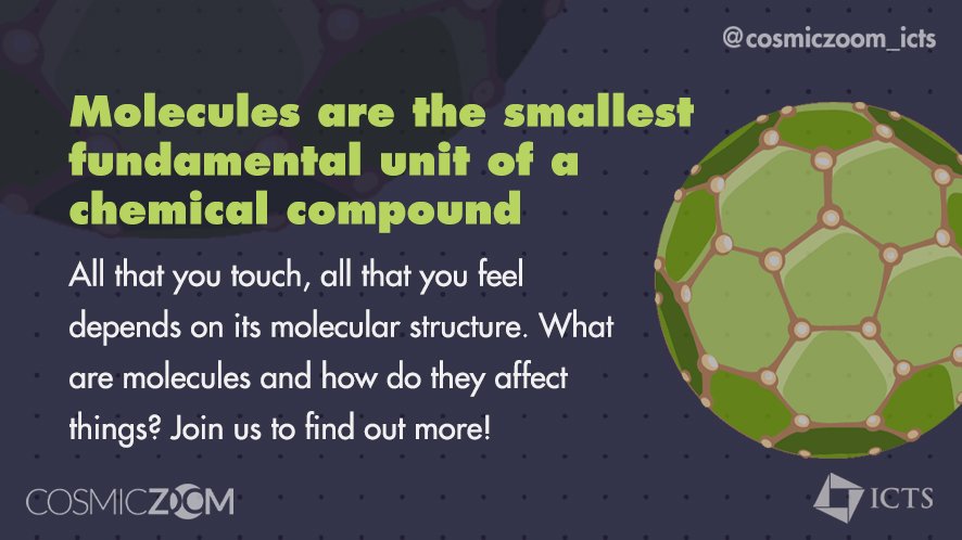 ZoomCosmic's tweet photo. Molecules are what make up the world around us. If something smells different or feels different it is because of molecules. How do molecules work? Watch this space. #CosmicZoom #Molecules #BaSH #SciComm #ScienceCommunication #PublicEngagement #scicomm https://t.co/GcXtLk8oCV