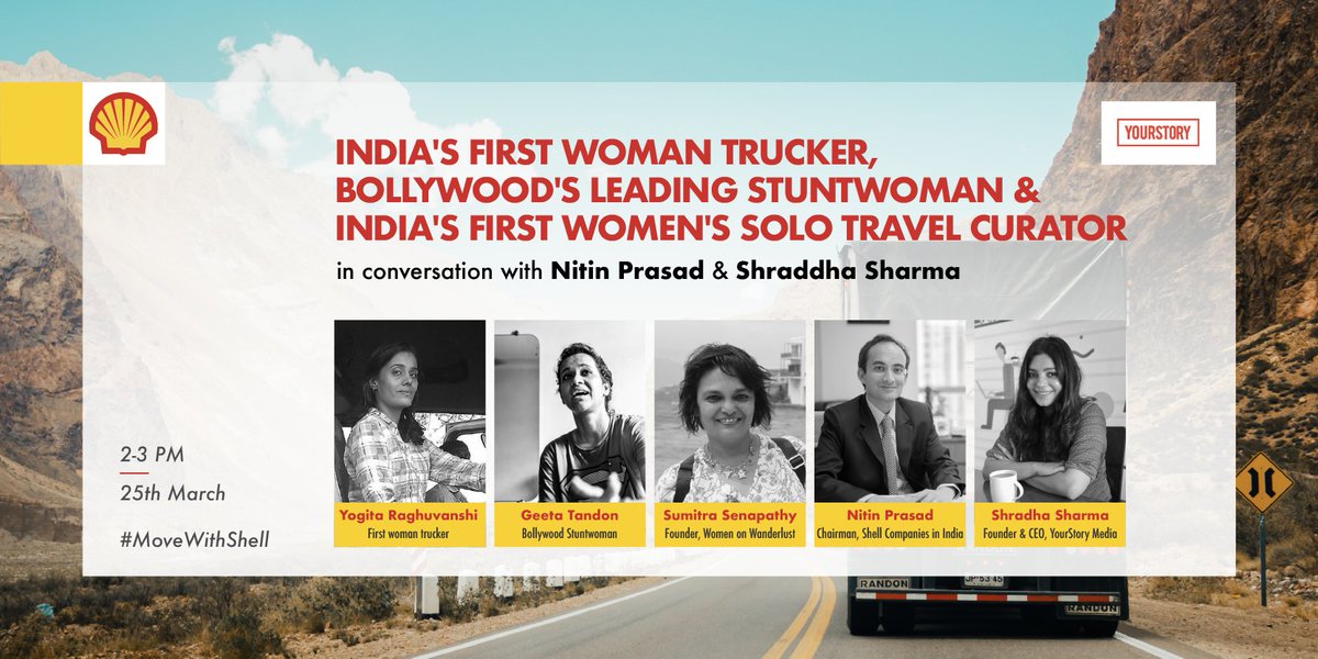 YourStoryCo's tweet photo. The inspiring ladies behind the latest #MoveWithShell campaign come forward with @Shell_India Chairman, Nitin Prasad to share their inspiring stories of forward movement with us. Join us on 25.03.21 at 2 PM. https://t.co/14bbRVTxMO