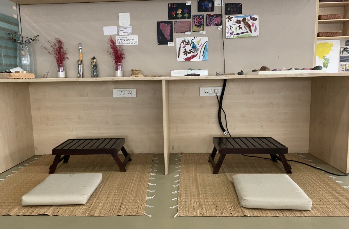 angelameelee's tweet photo. What can you use as nooks that will offer intrigue and help with social distancing ! #flexibleworkspace #whatschoolshouldbe #usewhatyouhave #asbindia https://t.co/8BOCpf21Qk