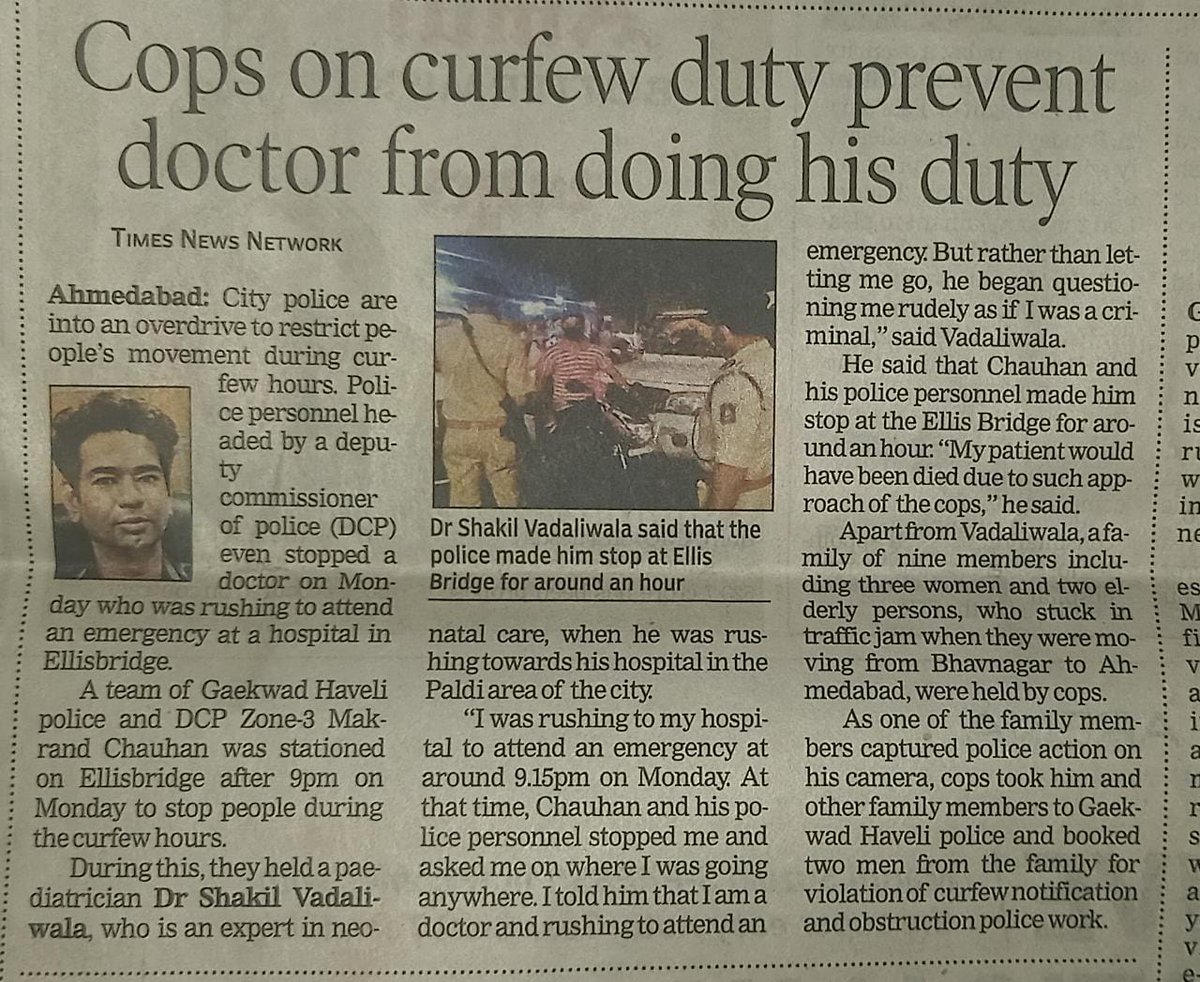 najirpatel1985's tweet photo. Should Doctor stopped reaching to hospital n patients? Will @AhmedabadPolice take responsibility of patients life? @GujaratPolice @dgpgujarat @IPS_Association @IASassociation @KiritParmar_ @Mukeshias @CollectorAhd @GeetaPatelRanip @NKotharia @IMC_Worldwide @WHO @CMOGuj @PMOIndia https://t.co/8vqQGI1Gh8