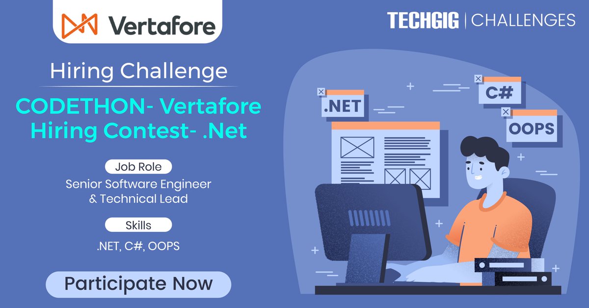 techgigdotcom's tweet photo. Hey #Engineers,
Take on this opportunity to showcase your .Net skills. Participate in #Codethon- #Vertafore #HiringContest and become part of the amazing team at @Vertafore: https://t.co/M1BVgkma8r.

#TechGig #CodeWithVertafore #WorkWithVertafore #VertaforeIndia  #TechCommunity https://t.co/v6DisTT4nv