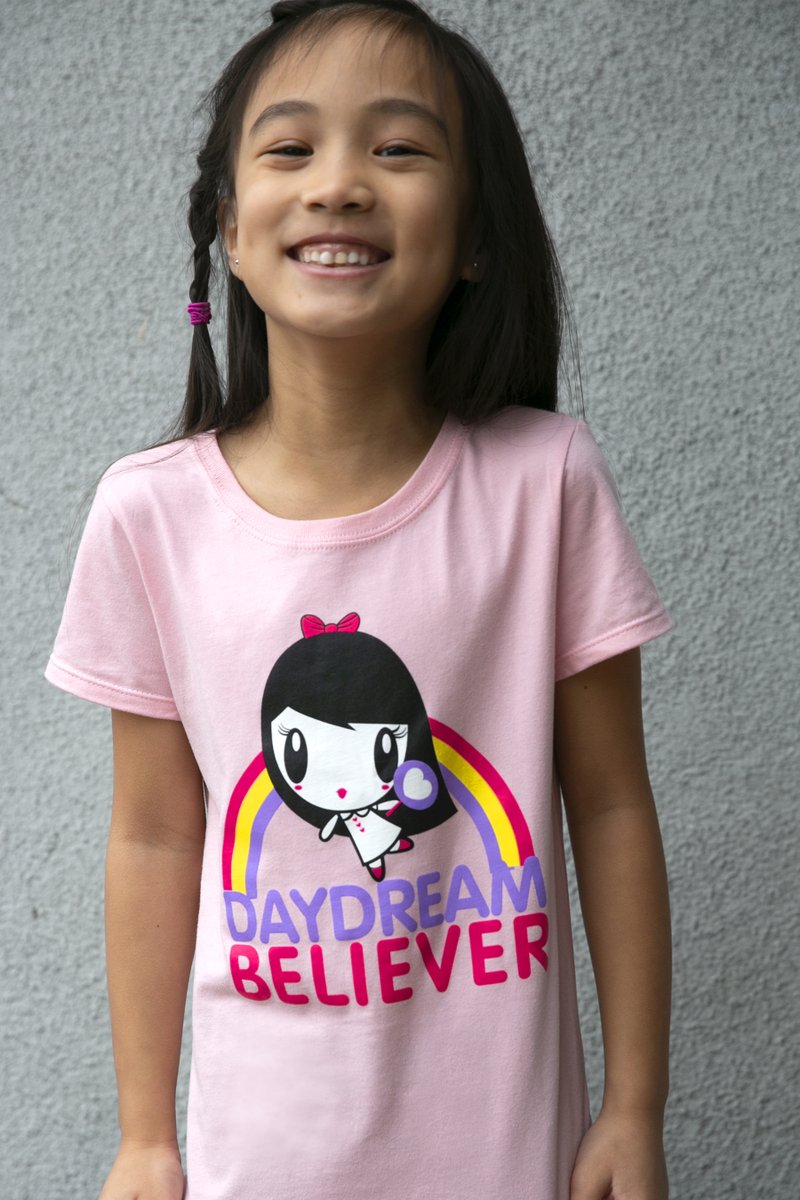 _Lolligag_'s tweet photo. Our new Lolligag "Daydream Believer" kids t-shirt, available in our online shop on March 26, 2021 at 12:00 Noon, Pacific Time. Perfect for spring and summer! #daydreambeliever #lolligag #kawaii #cute #rainbows https://t.co/Y4wbbaa1Hy