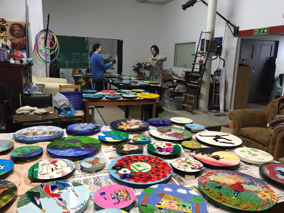 marpleparkart's tweet photo. Each roundel needs 3 generous coats of Golden MSA high quality varnish letting them dry for 2 or 3 days in between coats.Then they need time to ‘cure’. The varnish really enhances the work bringing out the details. They are looking absolutely beautiful! https://t.co/1aLH51Ajsu https://t.co/8AHQngfNUu