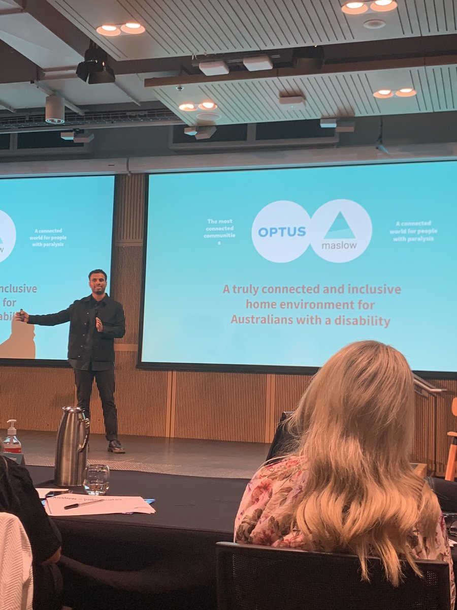 CharlesWeiser's tweet photo. #optusfuturemakers with Nitin Fernandez representing @maslowforpeople and knocking it out of the park. Congratulations Nitin &amp; Co on your journey through @Optus Future Makers! https://t.co/v3ocVNeZrV