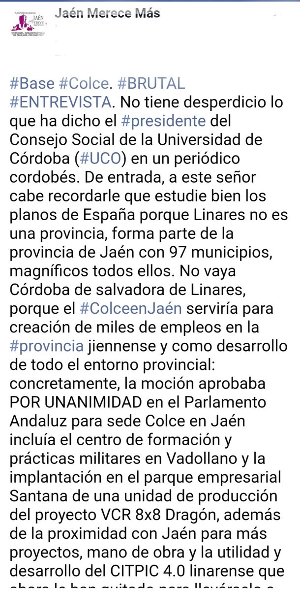 JaenMereceMas's tweet photo. #Colce Y LAS ALTANERÍAS DEL PRESIDENTE DEL CONSEJO SOCIAL DE LA @Univcordoba (#UCO) contra #Jaén. Lean las imágenes adjuntas tras ver el enlace.
https://t.co/rJnjUWDXAg https://t.co/X6GfMWuSQw