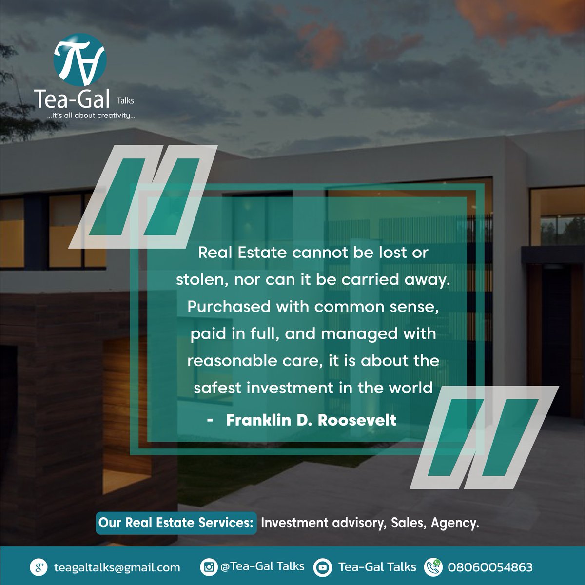 TealadyAsa's tweet photo. WEDNESDAY REAL-ESTATE TALK
#teagaltalks #investmentย #ibejulekki #luxury #lifestyle #family #business #school #realestate #property #home #accomodation https://t.co/QBA4YOChTw
