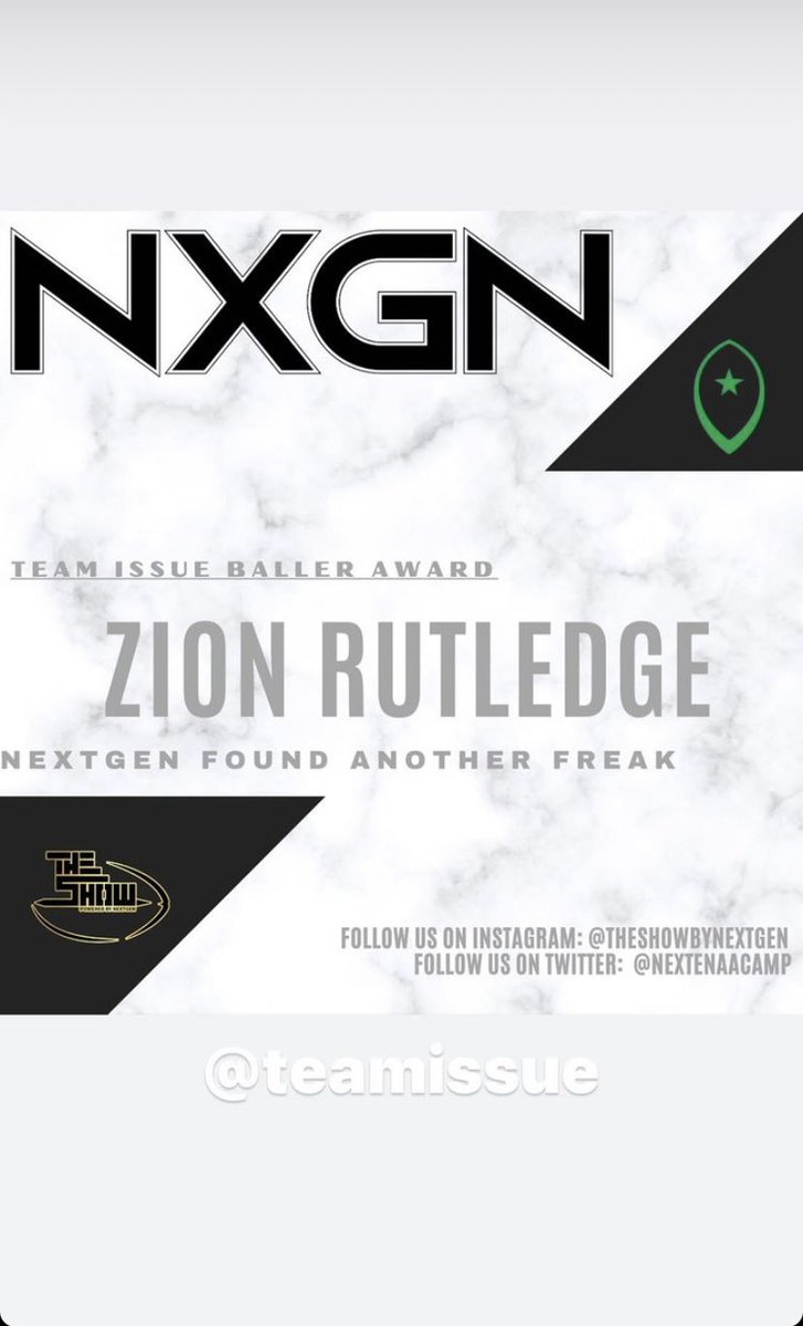 ZionRutledge's tweet photo. Thankful to be named a top performer at last weekends Next Gen showcase!💯@TheSHOWByNXGN @Justin_DeShon @GroveRecruits @247Sports @Mansell247 @HgroveFootball @RecruitGeorgia @BallerRecruit https://t.co/QQczXCTBDW