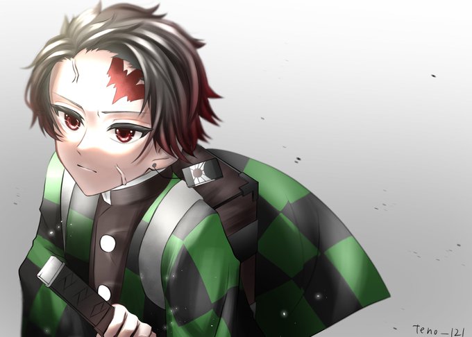 てのさんがTwitterに投稿した竈門炭治郎(鬼滅の刃)のイラスト。