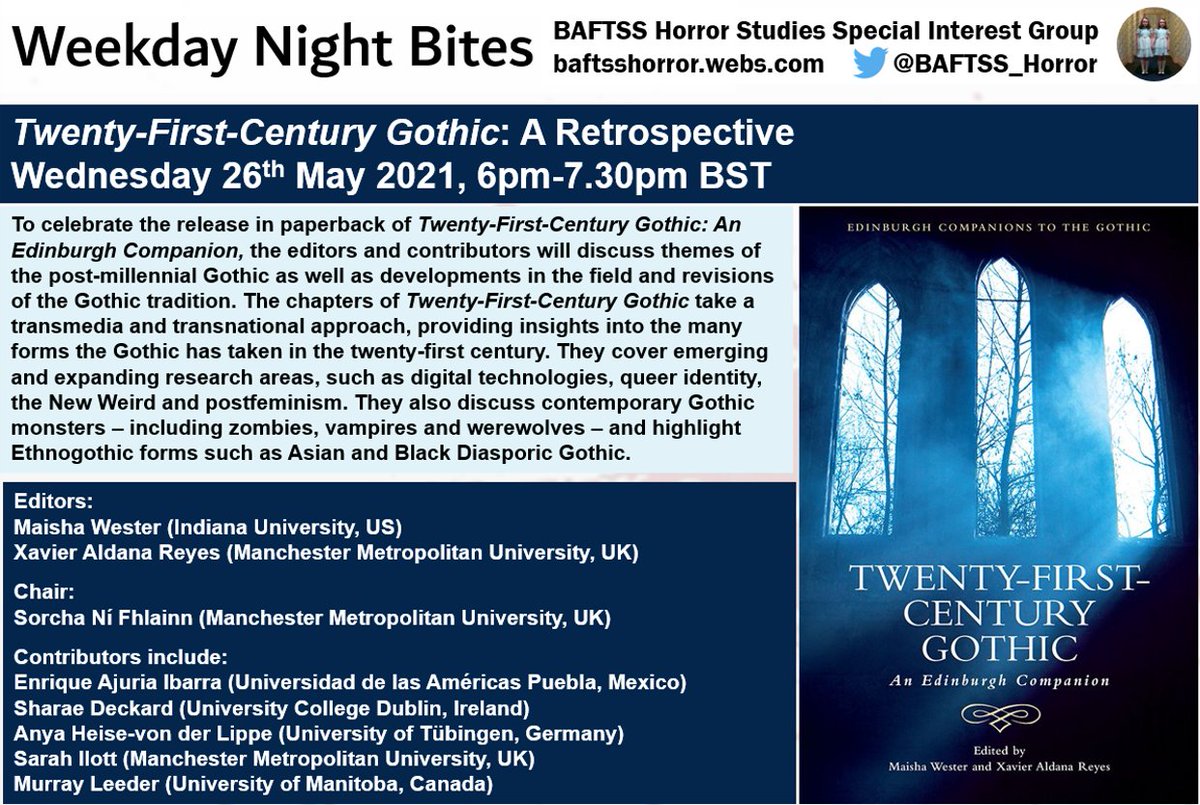 XAldanaReyes's tweet photo. I'm very excited to announce that we will be having a digital launch event to mark the paperback release of Twenty-First-Century #gothic this May! Registration details to follow. https://t.co/irCSyeviVQ