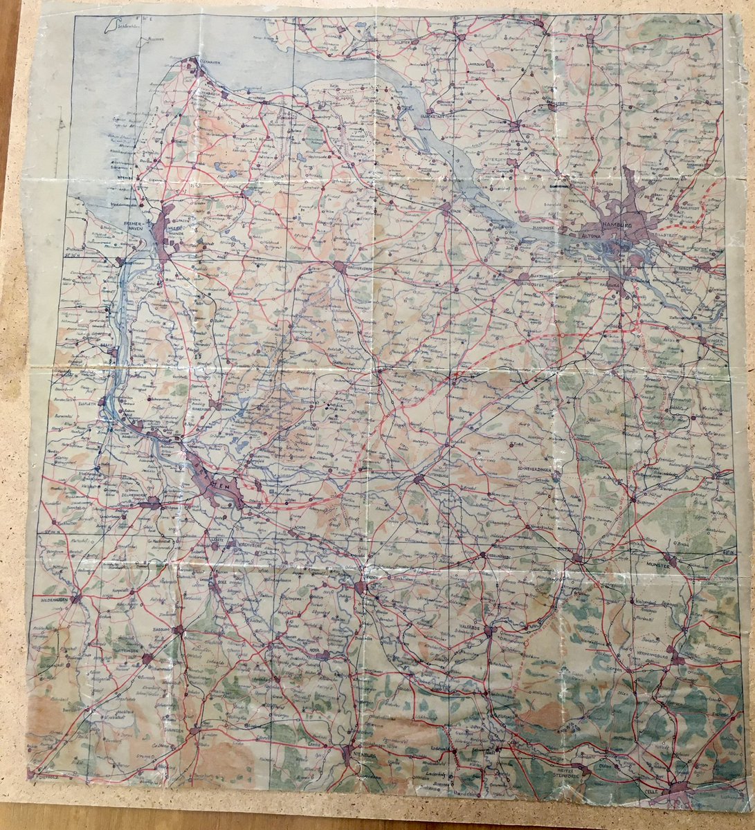 FiCollins_'s tweet photo. Also remembering the less famous ‘Wooden Horse’ escape. Grandpa - a cartographer - drew maps for the escapees (‘paints’ created from crushed up Red Cross packaging). Here’s one of his originals. Level of detail is mind-blowing, as is the ingenuity &amp; bravery of the POWs involved. https://t.co/qyE7k6Tdr2