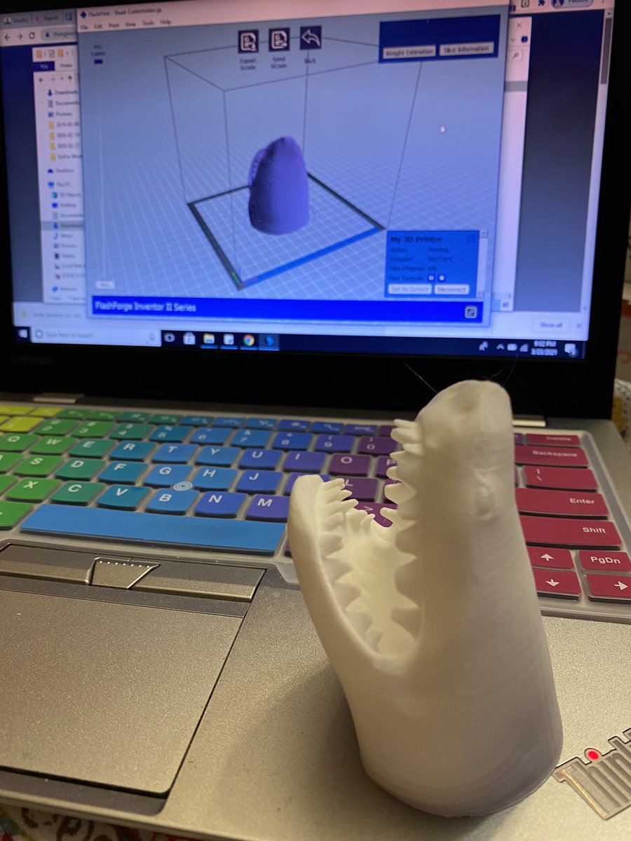3D printing for my class might be my new favorite hobby! #3Dprinting #sharkweek #flashforge #stem #fullsteamahead #steminist #maker @District7Elem <a href="/CCSElemEd/">CCSElemEd</a> #plearn