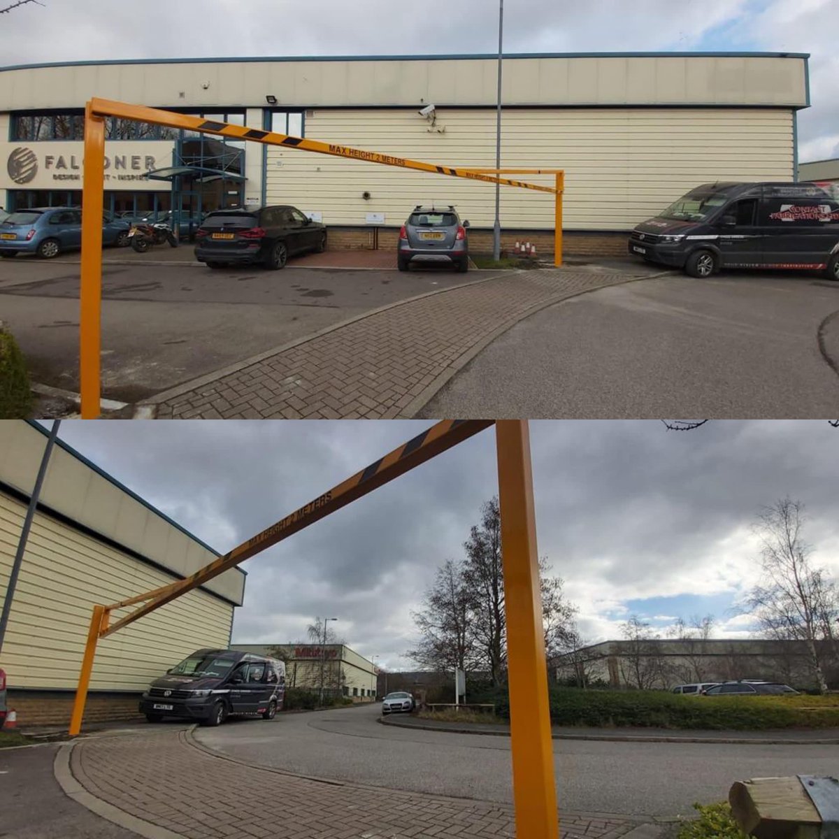 Contactfabs's tweet photo. This 10m wide and 2m high barrier was asked to be made to prevent local travellers moving into there car park and obstructing entrance into the factory. 
The barrier was galvanised and painted by our in house team. 

#contactfabrication #fabrication #contactfabs #shoplocal https://t.co/iLkfLqt3jC