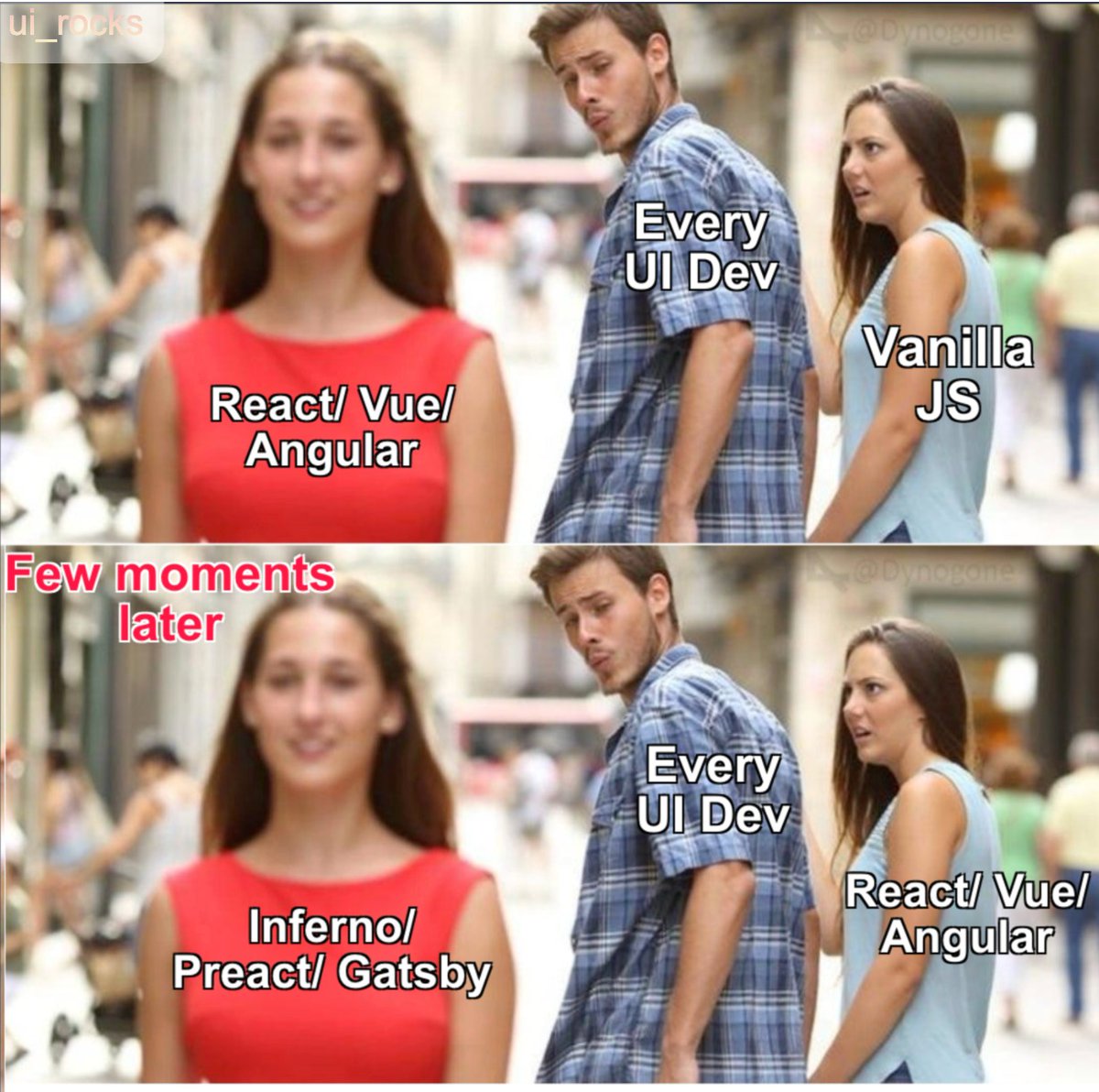 rocks_ui's tweet photo. Just for Fun #memes2021 #programmingmemes #webdev #FrontEnd #frontenddev #javascript #reactjs #angularjs #vanillajs #preact #infernojs  @akshaymarch7 https://t.co/klSbolRaSG