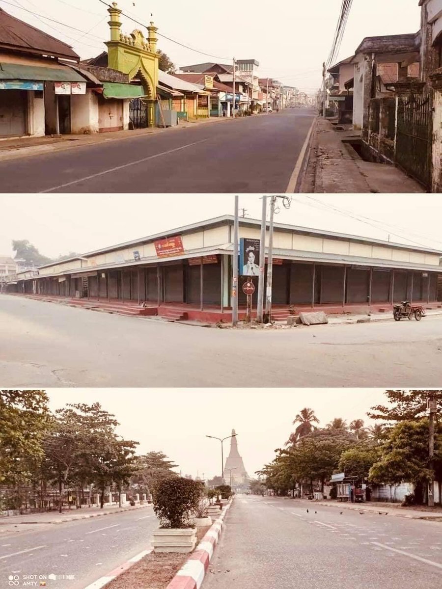 The largest coordinated Silent Strike in #Myanmar's history and probably in the world (finding the biggest one). Millions of people in almost all cities/towns staying inside to show against the dictatorship, break the daily routine. #WhatsHappeninglnMyanmar #SilentStrikeMyanmar