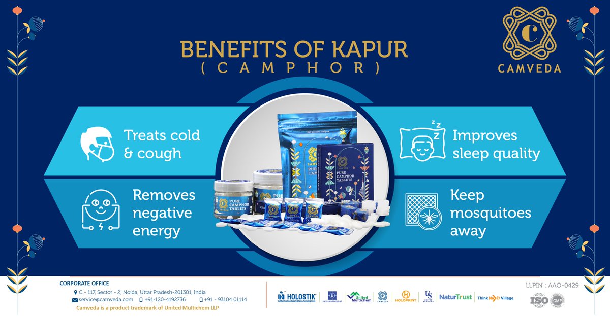 UnitedMultichem's tweet photo. Camveda provides supreme quality camphor products to improve the quality of your life in multiple ways.  

Visit https://t.co/WkaIaLJQzx today for more information!  

#camveda #holostik #unitedmultichem #pure #camphor #quality #life #environment #improve https://t.co/6x0cQaEyNk