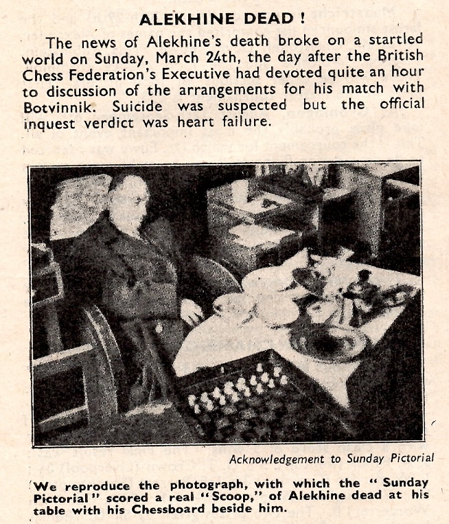 Jonathan Manley on X: Alekhine died 75 years ago.
